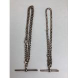 Two hallmarked Silver albert and chains. every link hallmarked on both. Longest approx 31cm and