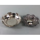 Two Pierced Hallmarked silver bon bon dishes the plainer dish by Emily Viners and hallmarked for