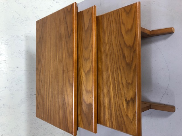 Mid century furniture, a set of three nesting side tables in the Danish style the larger - Image 2 of 7