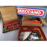 Vintage Toys, Quantity of Vintage Play worn Meccano, in predominantly Red and Green. Panels, Bars