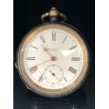 Freeman & Co London Silver pocket watch with Gold coloured hands and Roman numerals, stamped 925