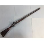 Antique Guns, 18th century Flintlock sporting gun, large bore , hand rail wooden stock with iron