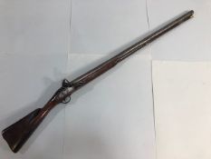 Antique Guns, 18th century Flintlock sporting gun, large bore , hand rail wooden stock with iron