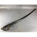 Military interest, Antique French 1822 pattern officers sword for Light Cavalry, 3 Bar brass hilt