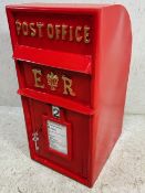 Post Box, Modern red painted metal Post Box with ER to the front approximately 30 x 64 x37