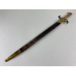 Military interest, 19th century Prussian 1871 pattern brass mounted bayonet single fullered blade,