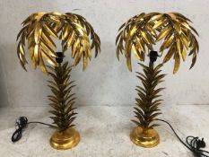 Pair of palm tree lamps in the style of Maison Jansen each approximately 70cm high