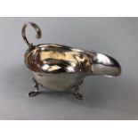 Silver hallmarked sauce boat on splayed feet for Birmingham approx 60g