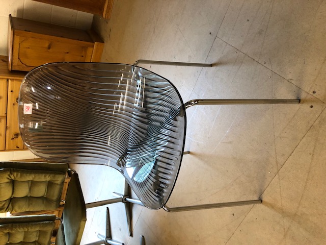Modern translucent plastic contemporary style chair with chrome legs