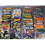 Marvel comics , a selection featuring various super hearos including Spiderman random numbers 25-111