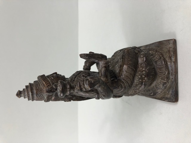 Oriental interest, patinated Indian bronze statue of Brahma approximately 15cm high - Image 4 of 11