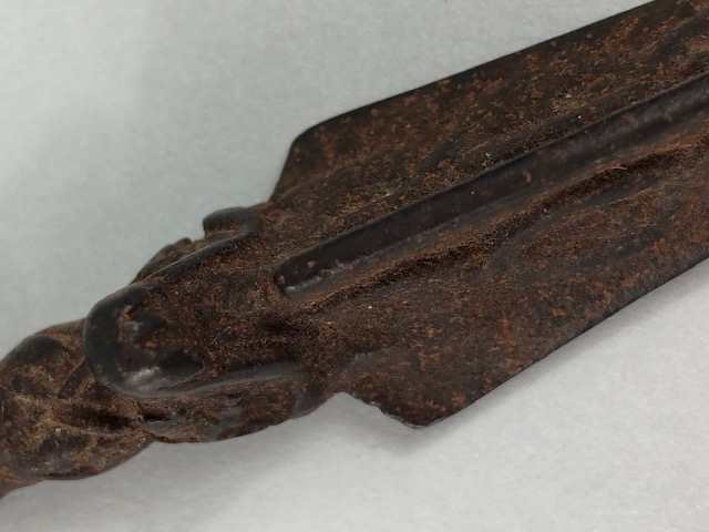 Oriental interest, Tibetan Patinated metal Phurba dagger for exorcism, approximately 14cm in length - Image 4 of 14