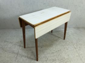 Retro furniture, Classic 1960s/70s Formica top kitchen table with2 fold down flaps on blonde