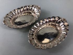 Pair of Edwardian Hallmarked Silver dishes with repoussé decoration hallmarked for Sheffield by
