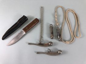 Militaria Interest , 2 period, Navy Bosons Whistles 2 Acme Whistles one on a white lanyard, and a