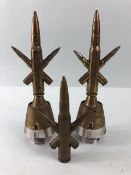 military Interest, "Trench Art", 3 stars made from used brass Heavy Caliber Gun Cartridges, 2