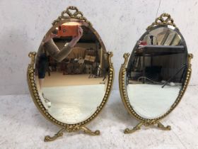 Pair of easel style gilt framed bevel edged mirrors, each approx 58cm tall