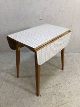 Retro furniture, Classic 1960s/70s Formica top kitchen table with2 fold down flaps on blonde