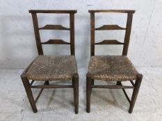Pair of rushed seated chapel chairs