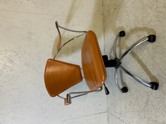 Mid century Style upholstered and chrome framed office chair on casters - Image 9 of 9