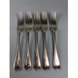 Silver Hallmarked Victorian forks, five in total hallmarked for London dated 1899 by maker