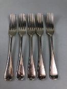 Silver Hallmarked Victorian forks, five in total hallmarked for London dated 1899 by maker