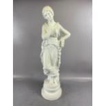 Sculpture of a Greek neoclassical lady on a stepped circular based approx 64cm high