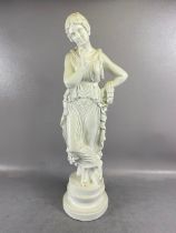 Sculpture of a Greek neoclassical lady on a stepped circular based approx 64cm high