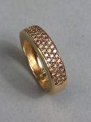 18ct yellow gold pave set diamond set ring size L approximately 3.60g inclusive