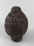 Military interest, WW1 French Trench raiding Club/Mace head, cast Iron pineapple type with 2
