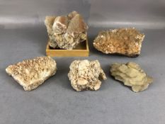 Crystal Geology Interest, larger calcite crystal display specimens all with a Pinky orange hue.