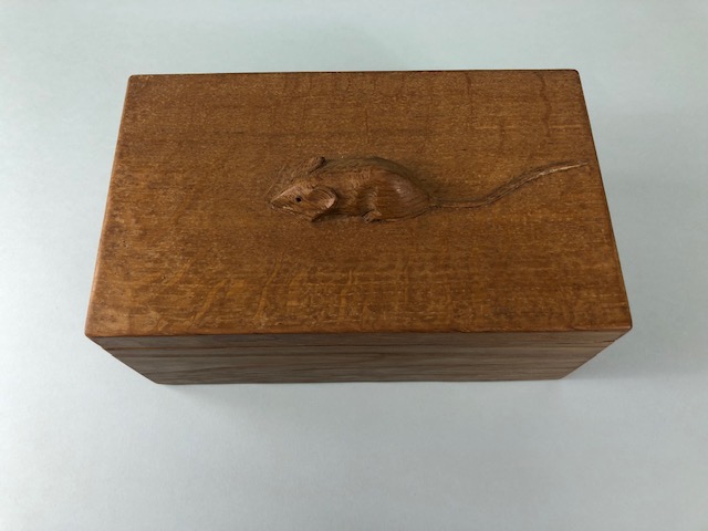 Robert Mouseman Thompson (Kilburn), an Oak Trinket Box and Cover, of rectangular form, the cover - Image 2 of 11