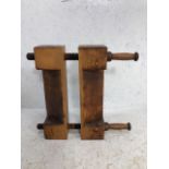 Victorian solid wood book press with wooden handled tightening screws and wooden threads