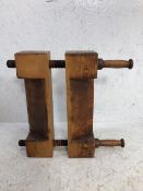 Victorian solid wood book press with wooden handled tightening screws and wooden threads