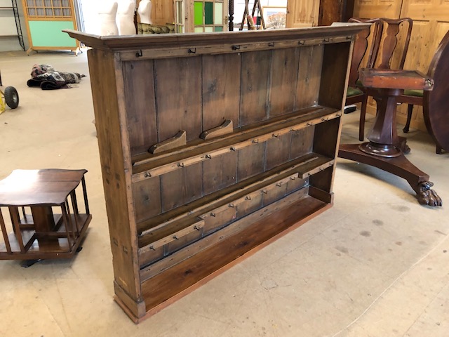 Antique furniture, being a 2 shelf pine dresser top made in to a free standing shelf unit - Image 2 of 5