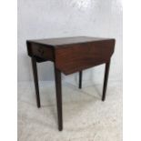 Mahogany pembroke table with drawer to one end, approx 72cm in width