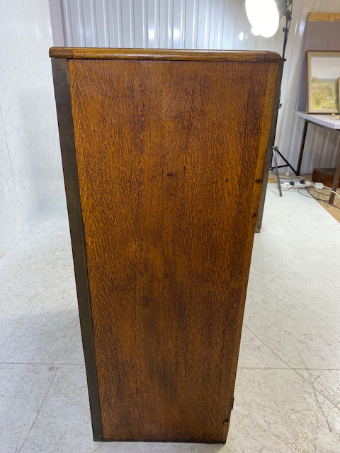 Light oak specimen cabinet with two flights of 14 narrow drawers with metal cup handles with - Image 10 of 15