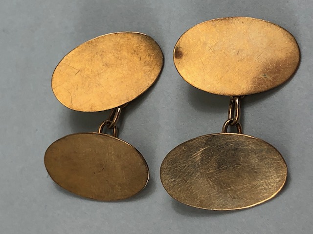 Pair of Oval 9ct Gold unengraved fully hallmarked cufflinks total weight 3.8g - Image 4 of 6