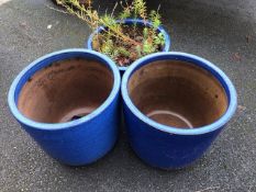 Collection of ceramic and glazed garden pots (3)