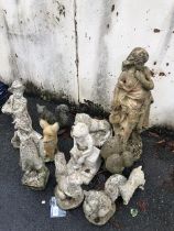 Collection of garden ornaments and statuary