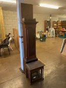 Vintage long case clock wooden case and hood without movement ideal for a restoration project,