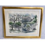 Decorative print, framed John Haymann print of Central Park Lake New York 70 x 58 cm