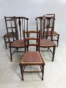 Collection of five antique chairs to include Edwardian examples