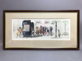 After BORIS O'KLEIN, colour print, 'Naughty Cats', approx 45cm x 17cm