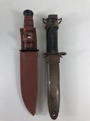 Military interest, American M7 bayonet and a modern USMC combat knife both in there original