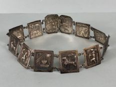 North Indian Silver or White metal Belt depicting Hindu Gods and scenes plus animals from everyday