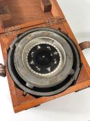 Military interest Royal Navy Ships Compass: Naval Compass in original box with leather strap WWI /