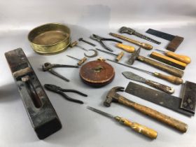 Antique and vintage tools, an assorted collection of tools to include Box Plane , hammers set