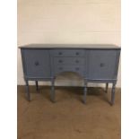 Antique style sideboard, consisting of 2 cupboards and 3 drawers on tapered legs, painted Grey,