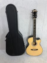 Martin Smith acoustic guitar, model W-401E-N, in Hiscox hard carry case